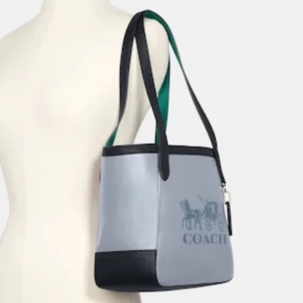 $ SALE $ COACH Blue/Green LEATHER Tote 27/Twilight- NWT - GORGEOUS ! REDUCED!